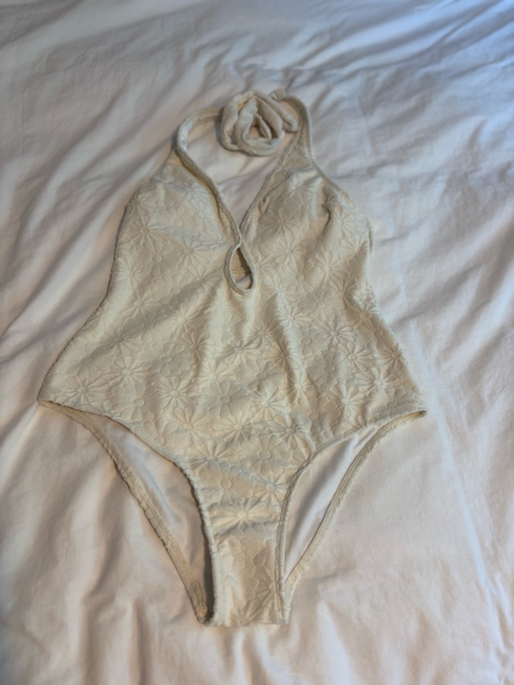 Women’s Cream Triangle One-Piece Swimsuit - Minimal Coverage